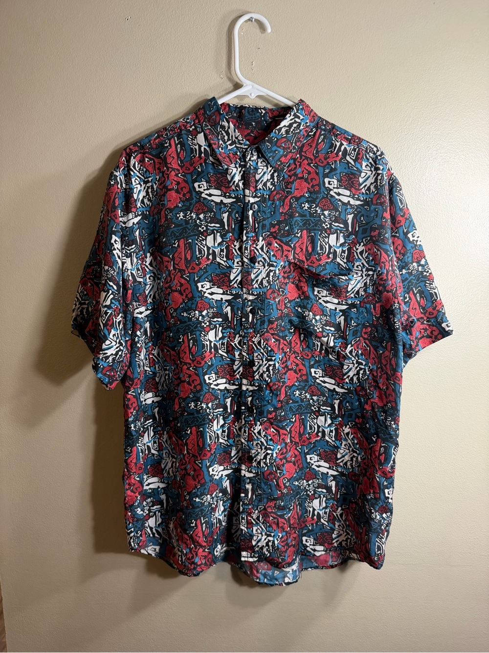 Vintage Impact 100% Silk Abstract Print Shirt Size Medium